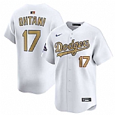 Men's Los Angeles Dodgers #17 Shohei Ohtani White 2025 Gold Collection Limited Stitched Jersey Dzhi,baseball caps,new era cap wholesale,wholesale hats